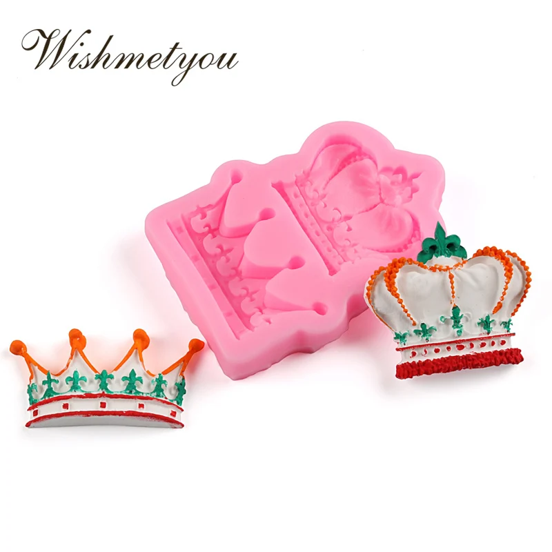 Best WISHEMETYOU King Queen Princess Crown Shape Silicone Mold Baking Cake Decorating Tools Soap Mold Wedding Decoration Novel Shape