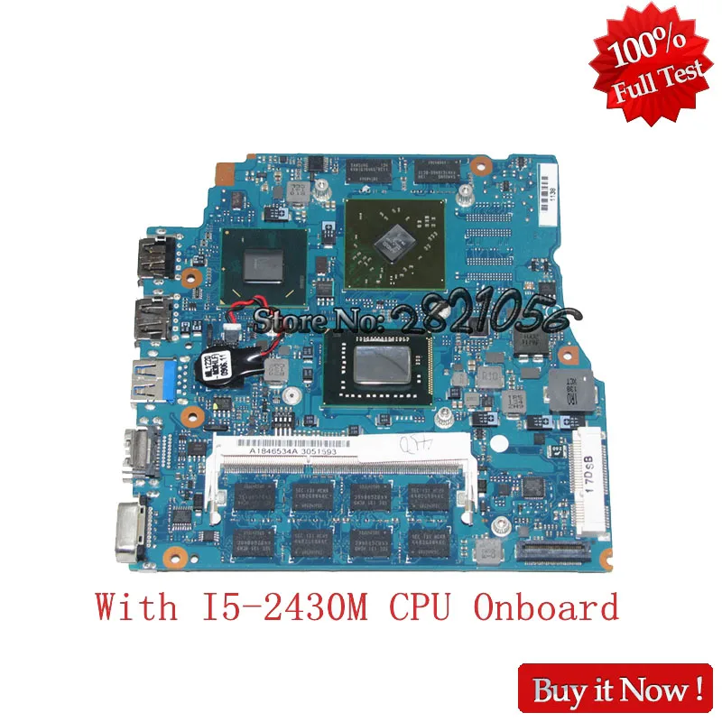 

NOKOTION A1846534A For Sony Vaio VPCSA VPCSE VPCSB3 MBX-237 SR072 laptop Motherboard With I5-2430M CPU Onboard Full Tested