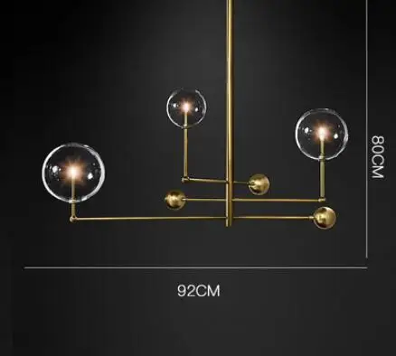 Современный дизайн стеклянный шар на подвеске 6 головок прозрачный стеклянный пузырь лампа люстра для гостиной кухни черный/золотой светильник - Цвет корпуса: 3 lights gold