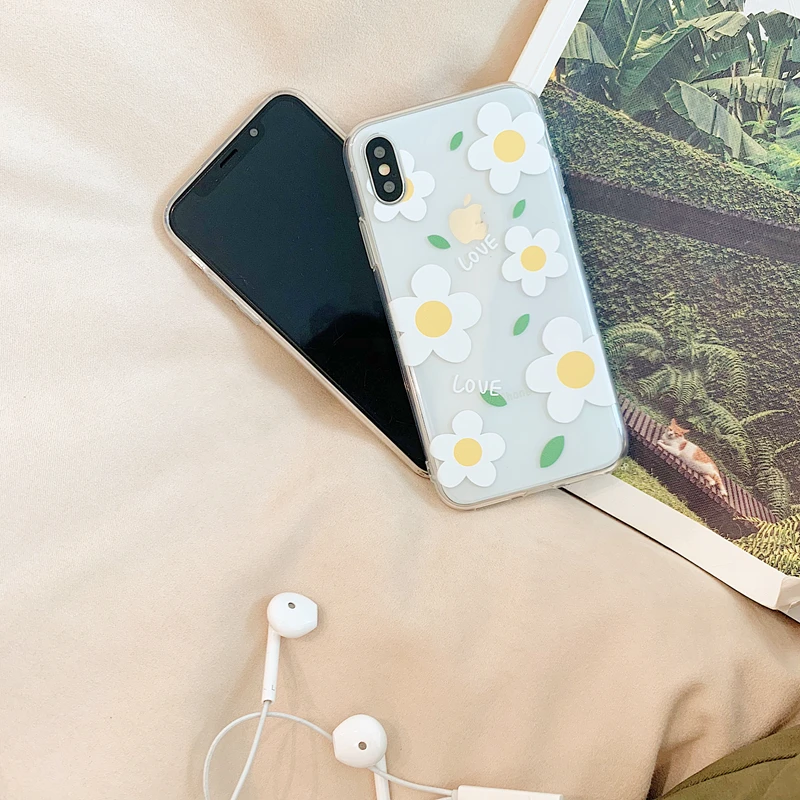 Чехол для телефона с цветами для iPhone XS Max XR 6 6s 7 8 Plus X Силиконовый ТПУ прозрачный чехол с цветами Чехлы Fundas