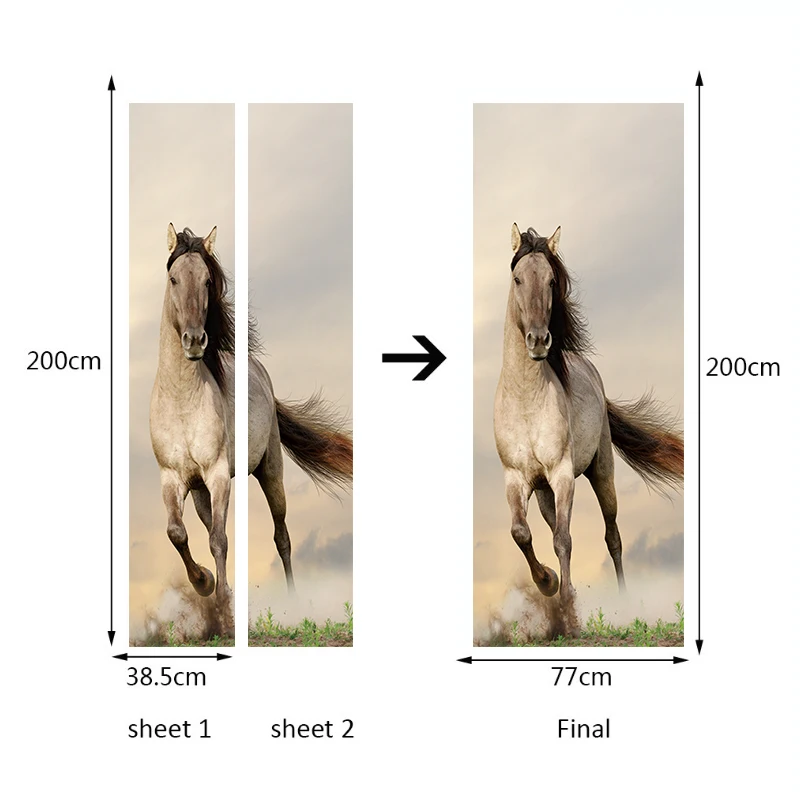 Creative Animal Horse Door Stickers Corridor Wallpaper PVC Poster Wall Stickers Office Bedroom Living Room Home Decoration Creative Animal Horse Door Stickers Corridor Wallpaper PVC Poster Wall Stickers Office Bedroom Living Room Home Decoration