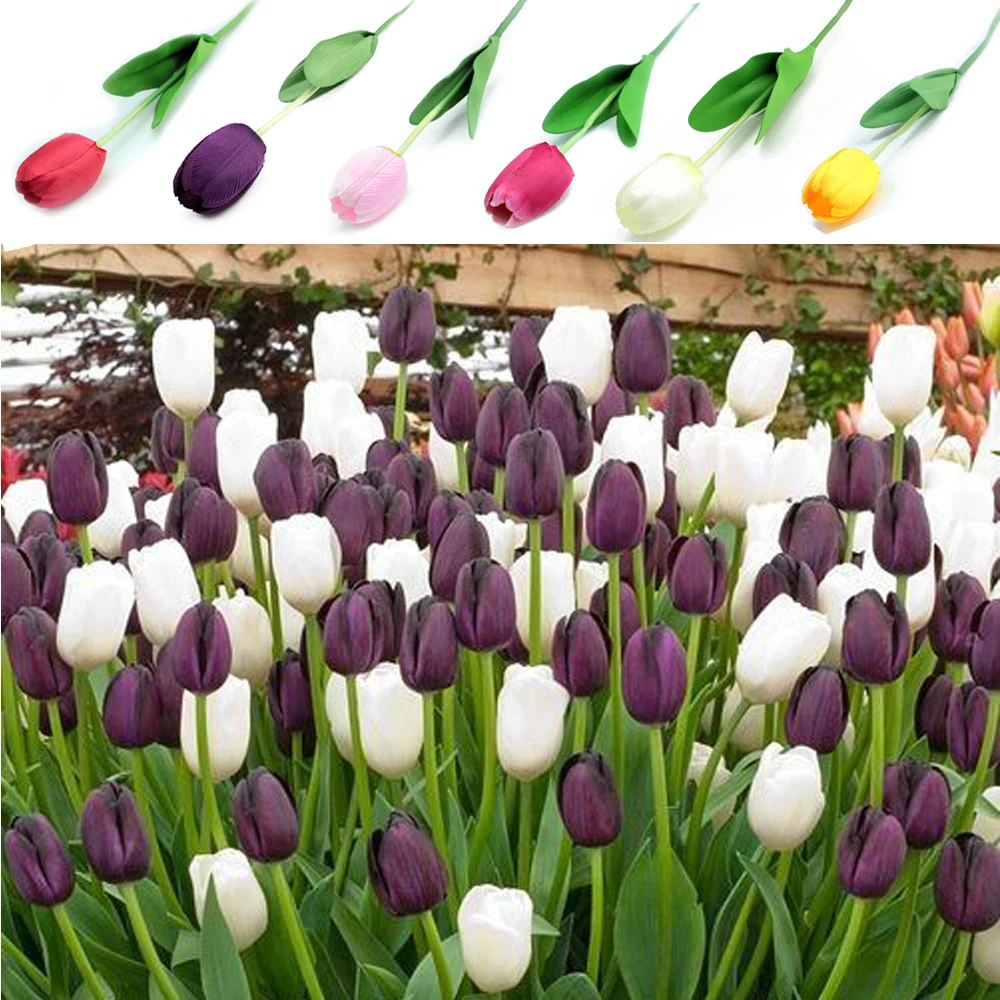 

12pcs/Pack 64cm Artificial Tulip Flowers Single Long Stem Bouquet Beautiful Simulation Flower Party Wedding Decoration