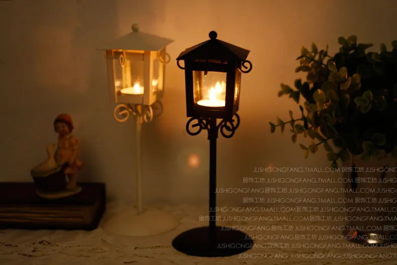 Европейский кованый павильон, ресторан, ветряная лампа, маленькая уличная лампа, креативное украшение для дома, стеклянный подсвечник