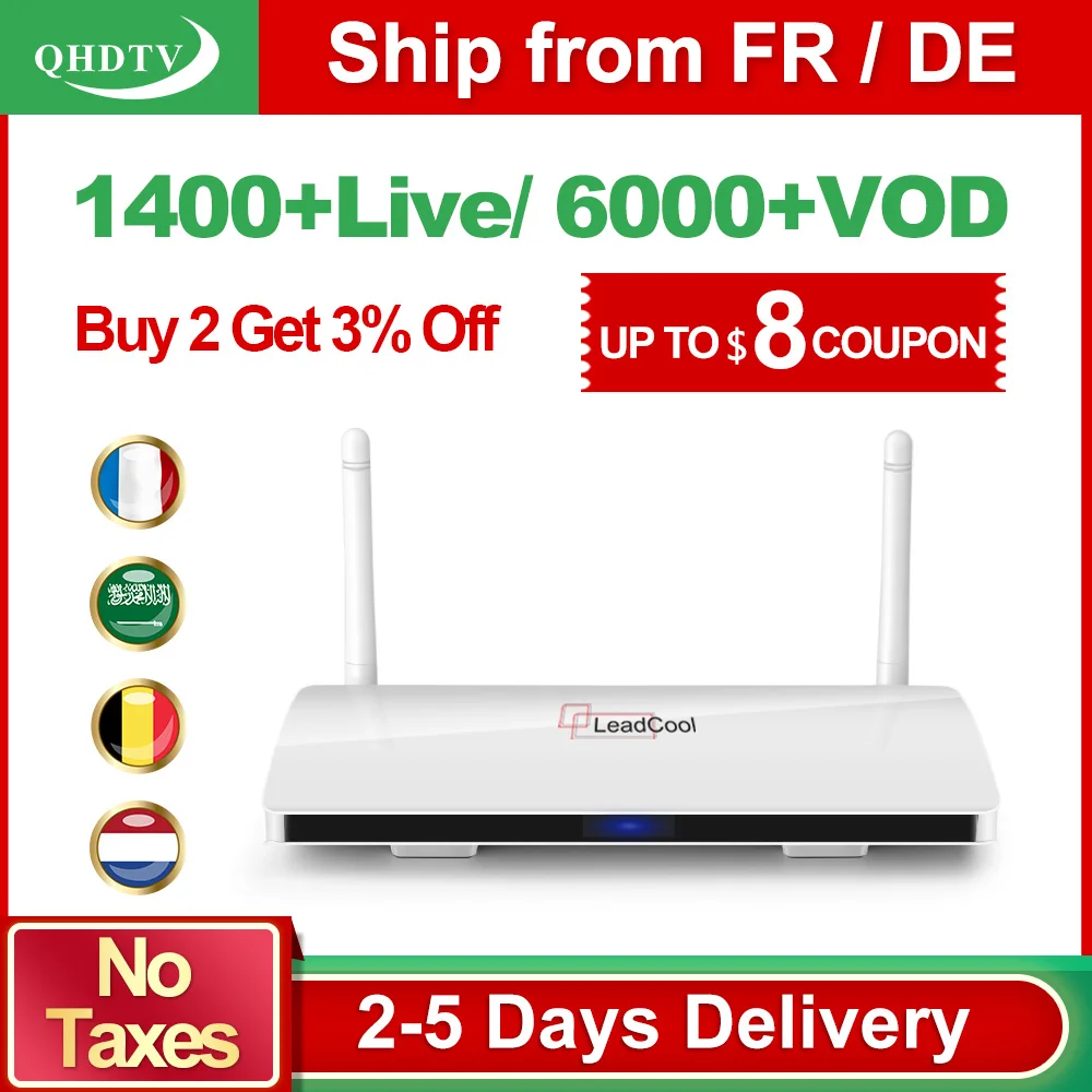 Leadcool QHDTV Arabic France IPTV 1 Year IPTV Subscription Receiver Android Rk3229 QHDTV Code IPTV Belgium