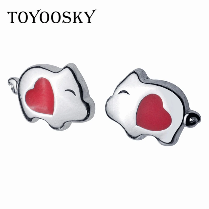 

Lucky Red Pig Animal Earrings Stud Real 100% 925 Sterling Silver Prevent Allergy Girl Fashion Contracted Jewelry Design Gift