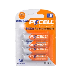4 szt. PKCELL AA 2500mWh 1.6V ni-zn akumulator AA z ochroną przeciwprzepięciową dla zabawek aparat cyfrowy MP4