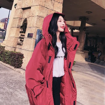 

2020 New Solid color Cotton Jacket Female Winter New Korean College wind Hooded Zipper Loose Warm Tide Cotton Coat Women XY047
