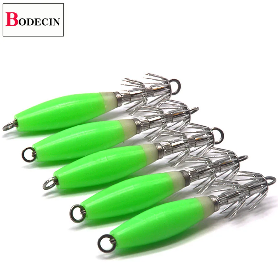 Winter Squid Jigs Hard Fishing Light Squid Hook Luminous Lure Set Jerkbait Octopus 5PCS Fake Artificial Bait For Fishing Tackle (5)