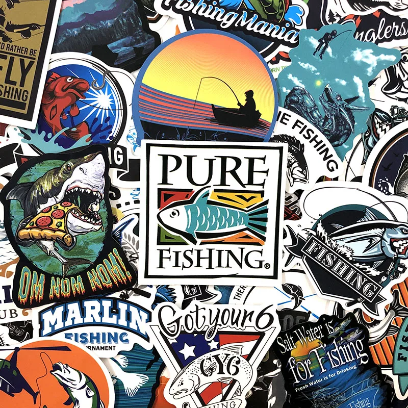 50 Pcs/pack Funny Fisherman Go Fishing Stickers For Refrigerator Suitcase Laptop Motorcycle Skateboard Creative Album Sticker