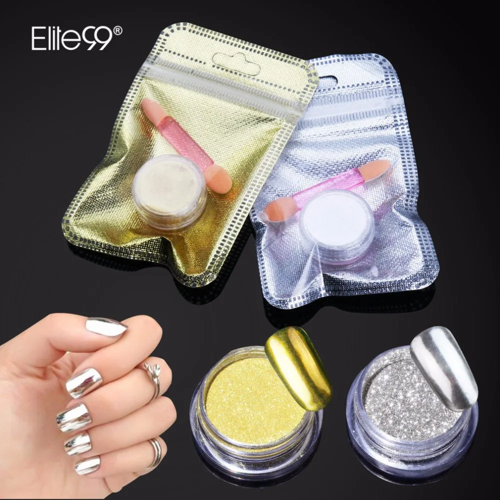 

Nail Art Holographic Metallic Mirror Effect Chrome Powder Gold Silver Sponge Stick DIY Decoration Tool
