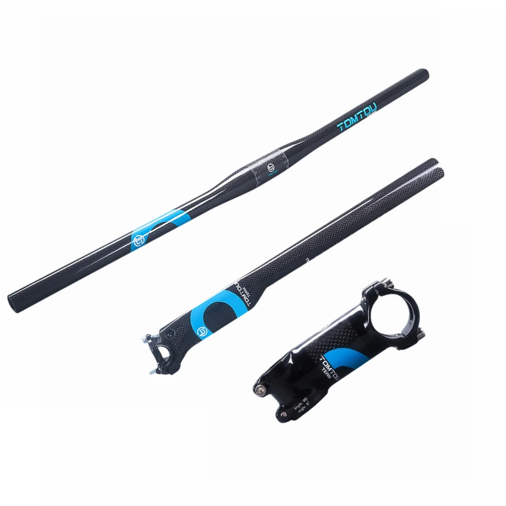 Tomtou ألياف الكربون الدراجات المقود مجموعة المقود + الجذعية seatpost أجزاء mtb دراجة دراجة bicicleta الأزرق-TC2T07