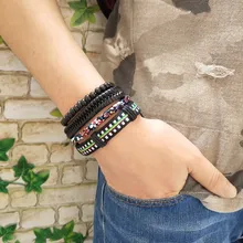 Высококачественные мужские кожаные браслеты шарма морской выживания веревка браслет-цепочка обернуть спортивный браслет 29 стилей доступны