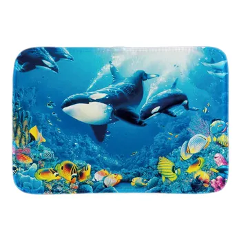 

Underwater Tropical Fish Doormat Cute Shark Home Indoor Outdoor Door Mats Soft Lighteness Short Plush Fabric Bathroom Mat