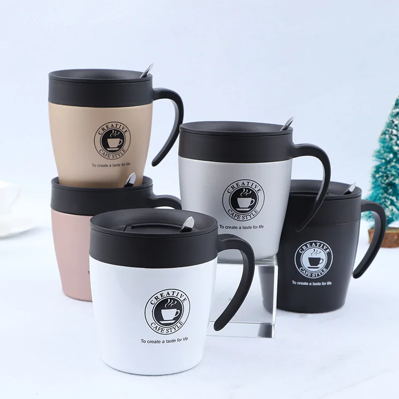 

500ml Hot selling stainless steel insulated coffee mug with spoon lid,Juice Lemon cup christmas mug Drinkware for tea Thermo cup