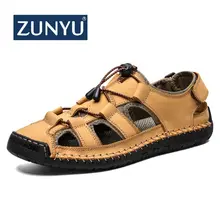 ZUNYU/Новинка года; сезон лето; Уличная обувь из натуральной кожи; мужские сандалии; повседневные классические пляжные сандалии для прогулок; размеры 38-48