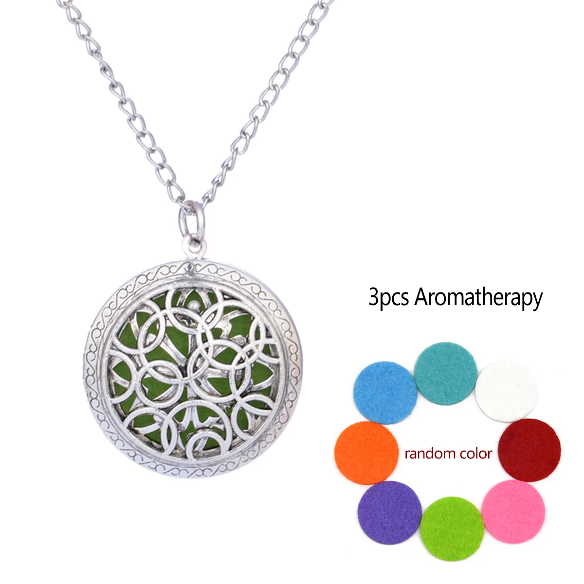 Aromatherapy Locket Necklace Hollow Round Pendant With Pads Oil Essential Diffuser Open Pendant Necklace Fashion Jewelry