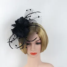 New Style Flower Hairbands Bride Fashion Feather Headdress Fascinator Party Banquet Perform Headwear Hairpin Cover The Face Veil
