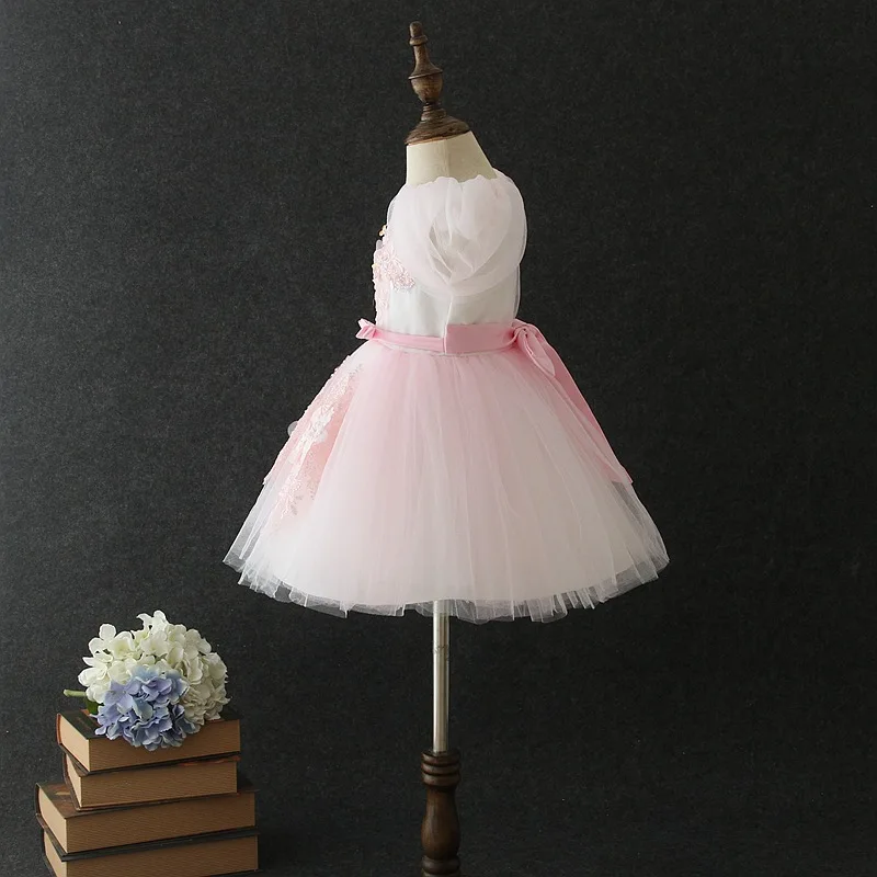Г. Летнее Детское платье с цветочной вышивкой и рукавами-лепестками для девочек, свадебное платье с бантом детская одежда для дня рождения, милая детская одежда с бисером