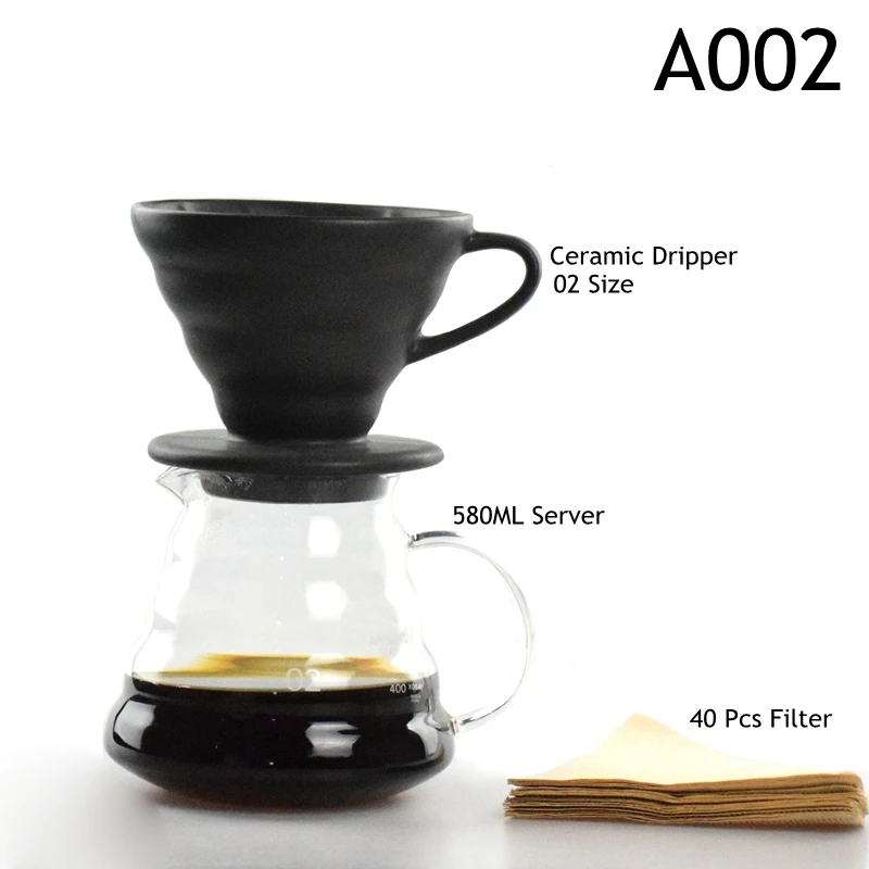 Goede Nieuwe Ecocoffee Nieuwe Collectie Freeshipping Milieuvriendelijke V60 Drip Sets 580ml Heatproof Koffie Server Ketel Filters Hot Koop