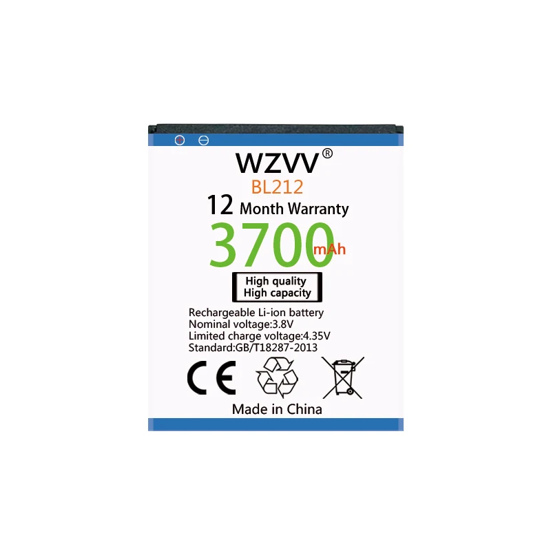 Wzvv 3700mAh литий-полимерный аккумулятор BL212 для lenovo A708T A628T A620T S8 S898 S898T сменные батареи