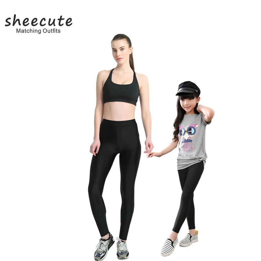 

SheeCute Family Matching Outfits Leather Leggings Sexy Women girls Thin fabric mid waist skinny Stretchy leggings pants