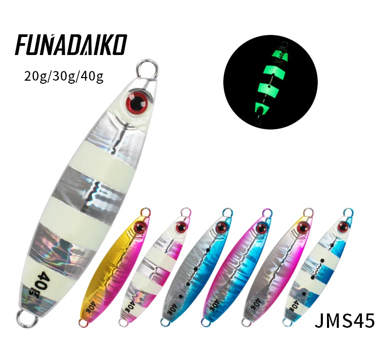 FUNADAIKO 5pcs/lot jigbait lead jig isca artificial metal jig Jigging Lure fishing lure slow jig micro jig 20g 30g 40g 60g 80g