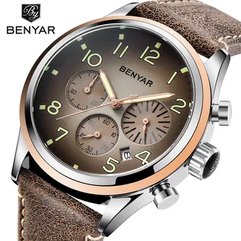 

BENYAR Watch Men Fashion Business Quartz Male Clock Men's Watches Top Brand Luxury Leather Waterproof Watch Relojes Hombre 2019