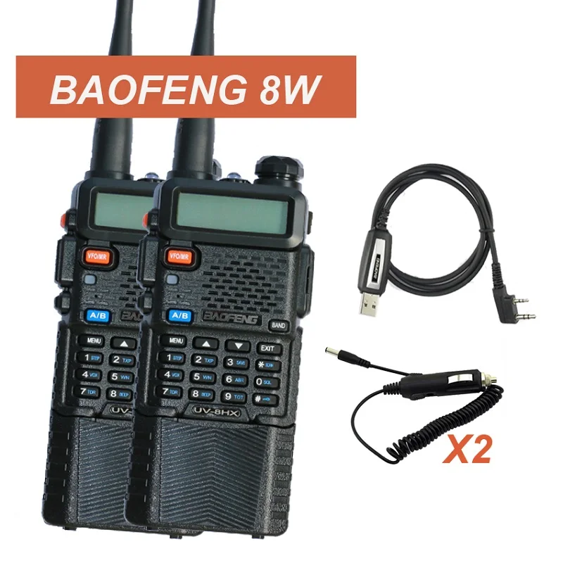 

2pcs BAOFENG Walkie Talkie UV-5R Upgraded Version 8W Radio UV-8HX UHF+VHF Two-Way Radio FM Function w/ Original UV-5RE UV5R