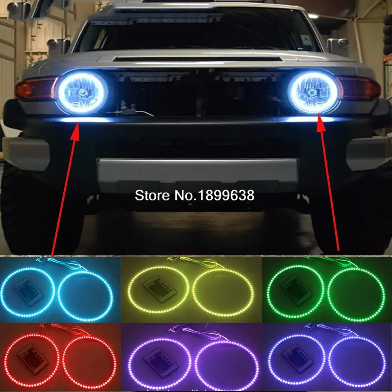 2pcs Super bright 7 color RGB LED Angel Eyes Kit with a remote control