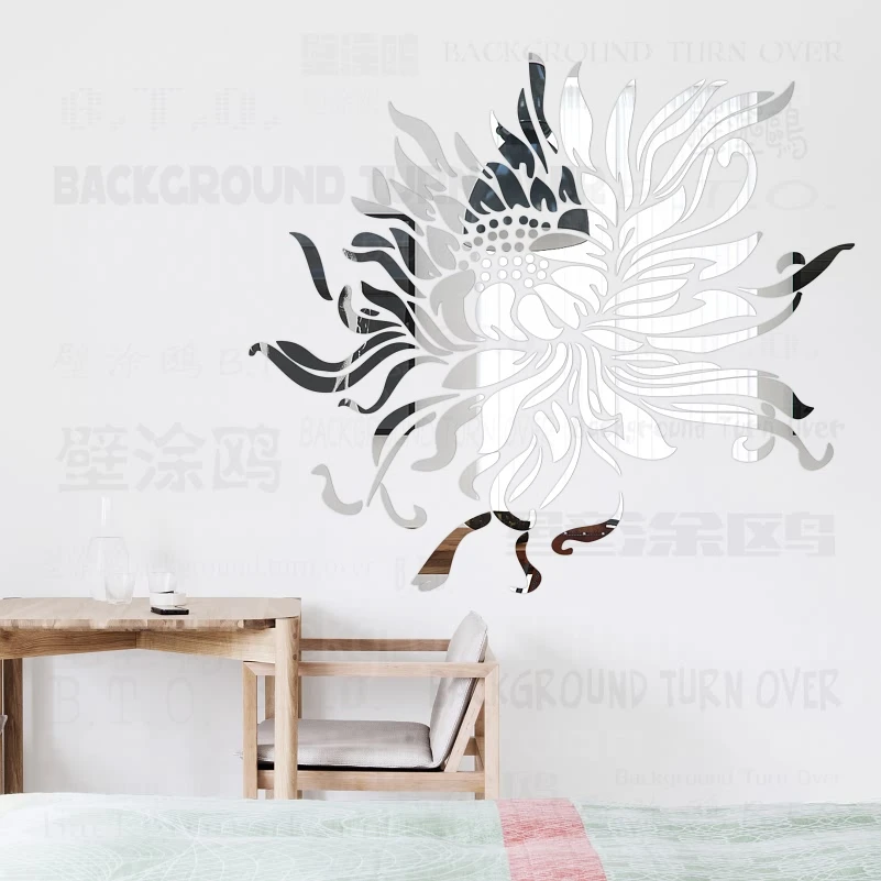 Beste Creatieve Romantische Zonnebloem 3D Decoratieve Spiegel Muurstickers Bloem Slaapkamer Woonkamer Decor Deur Tegel Decoratie Poster R079
