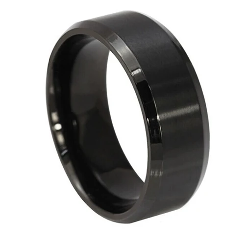 8MM Titanium Steel Band Ring Men Wedding Engagement Ring Black Lover Couple Rings for Women Men Fashion Jewerly Dropshipping