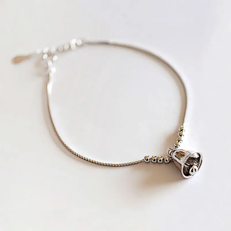 Браслеты из стерлингового серебра 925 пробы, маленькие колокольчики для девушек, милые тонкие браслеты на цепочке, подарок на день рождения для женщин