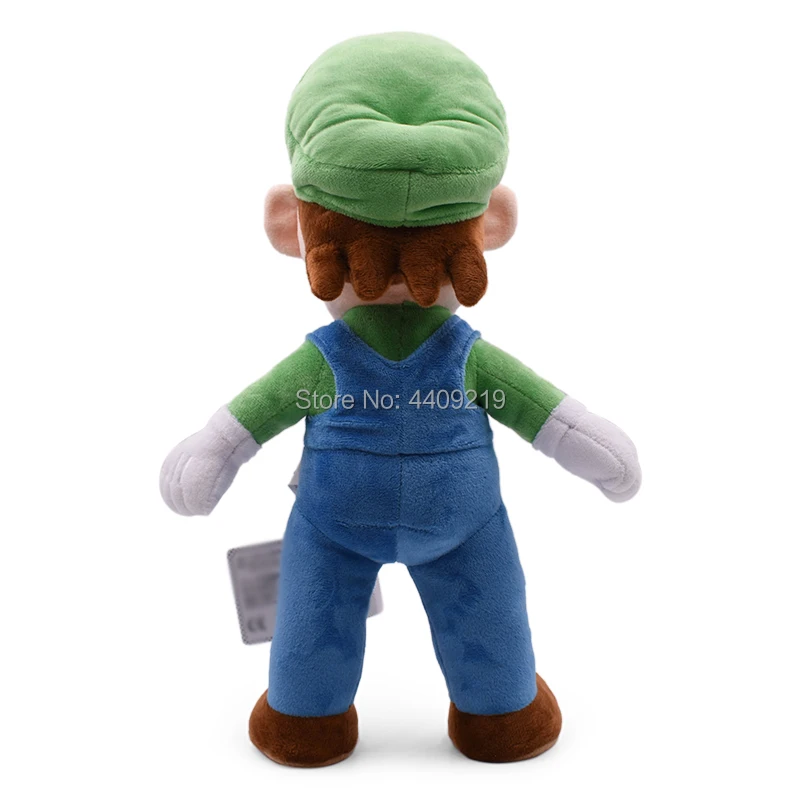 40CM Super Mario Bros Green Standing Luigi Plush Toy Soft Peluche Doll Kids