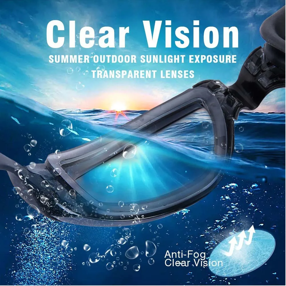 Professional Swimming Goggles With Hat and Ear Plug Nose Clip Suit Waterproof Swim Glasses anti-fog Sport Swim Eyewear