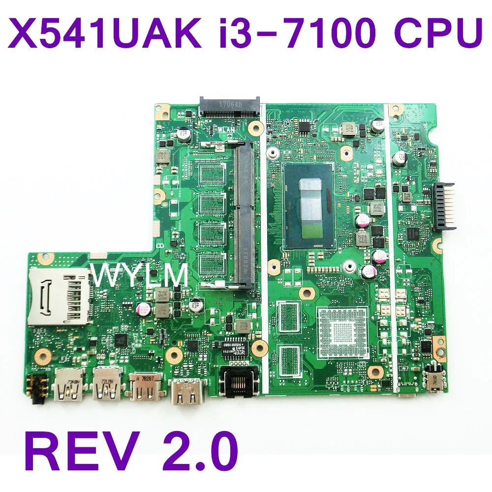 X541UAK With i3-7100 CPU Mainboard REV 2.0 For ASUS X541UAK X541UVK Laptop Motherboard USB 3.0 HDMI 100% Tested Free Shipping X541UAK With i3-7100 CPU Mainboard REV 2.0 For ASUS X541UAK X541UVK Laptop Motherboard USB 3.0 HDMI 100% Tested Free Shipping