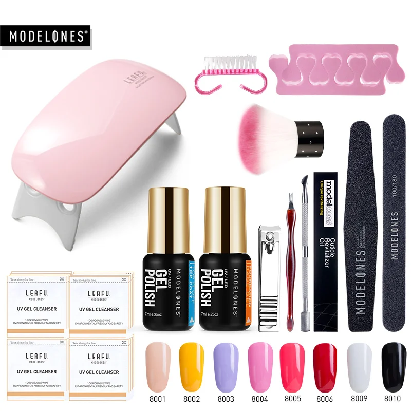 Modelones, 20 шт./лот, 6 Вт, мини светодиодная лампа, набор инструментов для маникюра, замачивается, светодиодный Гель-лак, USB кабель, УФ лампа, основа, топ, Гель-лак для ногтей, набор