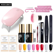 Modelones, 20 шт./лот, 6 Вт, мини светодиодная лампа, набор инструментов для маникюра, замачивается, светодиодный Гель-лак, USB кабель, УФ лампа, основа, топ, Гель-лак для ногтей, набор