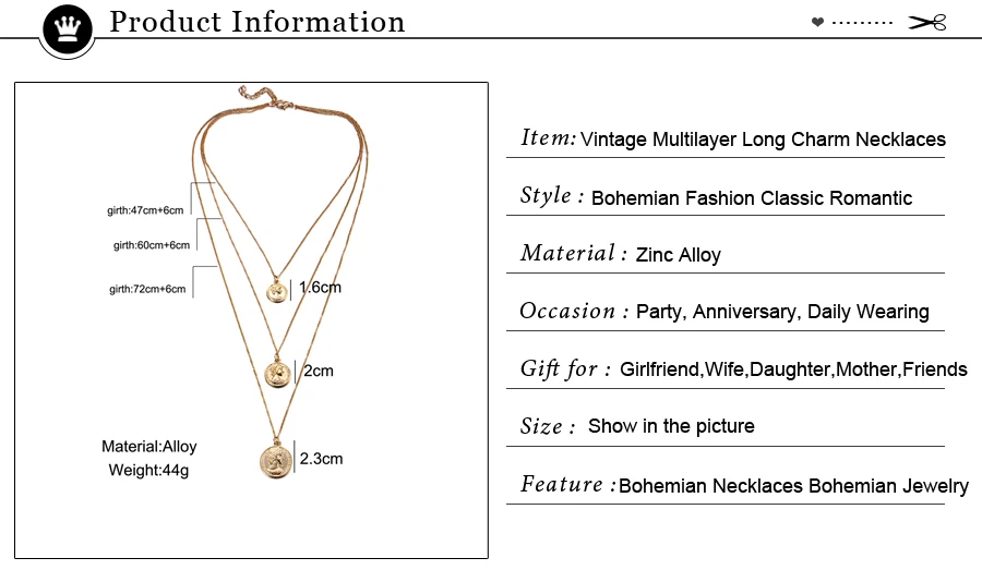 Винтажное резное ожерелье с монеткой для женщин, модное золотое ожерелье с медальоном, несколько Подвеска со слоями, длинное ожерелье, ювелирные изделия в стиле бохо