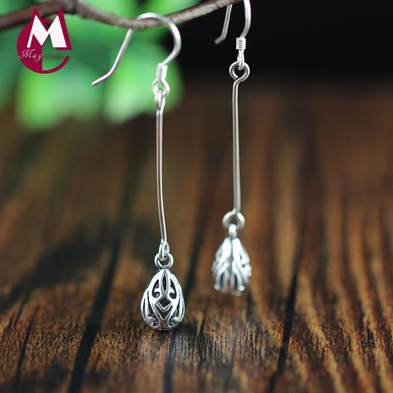 

Hollow Carving Flower Women's Earrings 100% 925 Sterling Silver Drop Earrings For Women Vintage Earrings Fashion Jewelry SE23