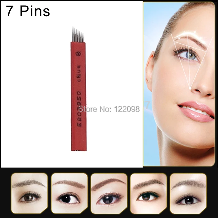 

Tattoo needles 7-Pin Needle Blade Eyebrow Tattoo Products Permanent Makeup needles for Manual pen use Free shipping