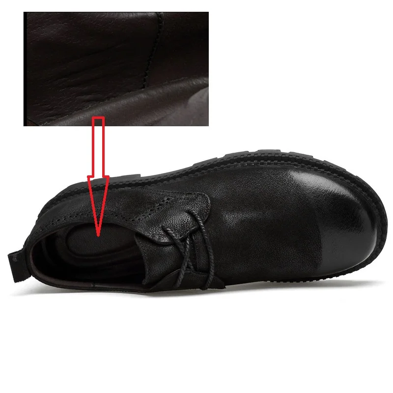 Мужские туфли на плоской подошве из натуральной кожи; цвет черный, коричневый; мужские оксфорды ручной работы; повседневная обувь в деловом стиле; модные мужские кожаные туфли; walkerpeak - Цвет: Leather inside