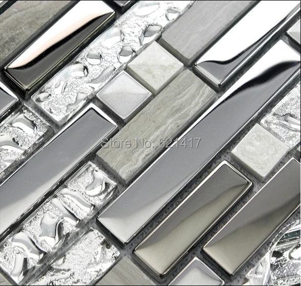 Grey Stone With Stainless Steel Gl Mosaic Tiles Hmgm1107 Grey Stone With Stainless Steel Gl Mosaic Tiles Hmgm1107 Backsplash Kitchen Wall Tile Sticker Bathroom Floor