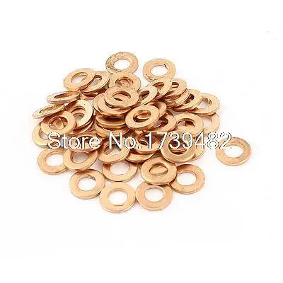 

50pcs 4mm Inner Dia Copper Flat Washer Ring Line Seal Fitting Fasteners
