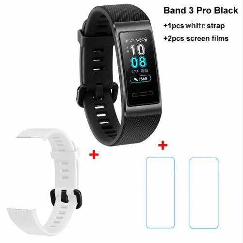 Huawei Band 3 Pro gps Band 3 Смарт-браслет 3 0,95 дюймов трекер для плавания Водонепроницаемый Bluetooth фитнес-трекер сенсорный экран - Цвет: Black x White x Film