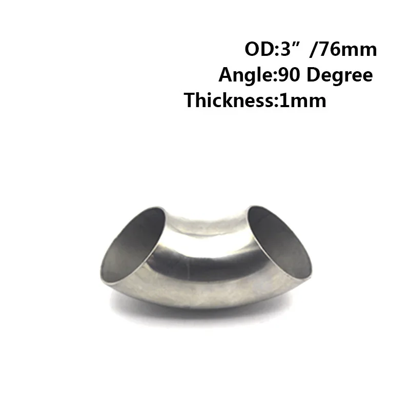 51mm-76mm OD Sanitary Butt Weld 90 Degree Elbow Bend Pipe 304 stainless steel car exhaust pipe muffler welded pipe
