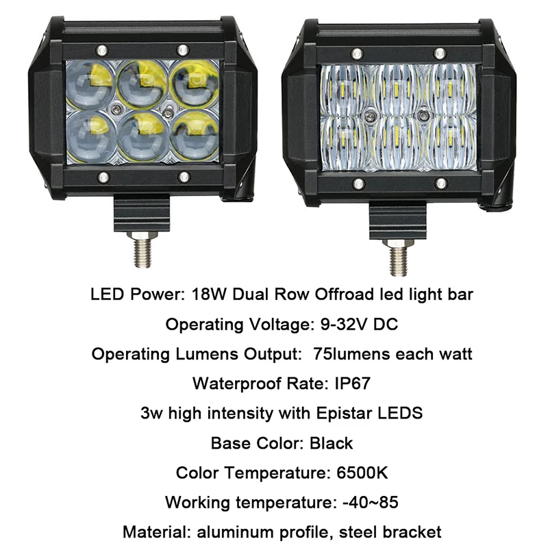 2 шт. 4 дюймов 18 Вт Светодиодный светильник 12 В/24 в пост фар дальнего света 4D 5D объектив внедорожный светодиодный светильник бар 6500 белый цвет желтый, синий; размеры 34–43 красный автомобиль внедорожник 4x4WD
