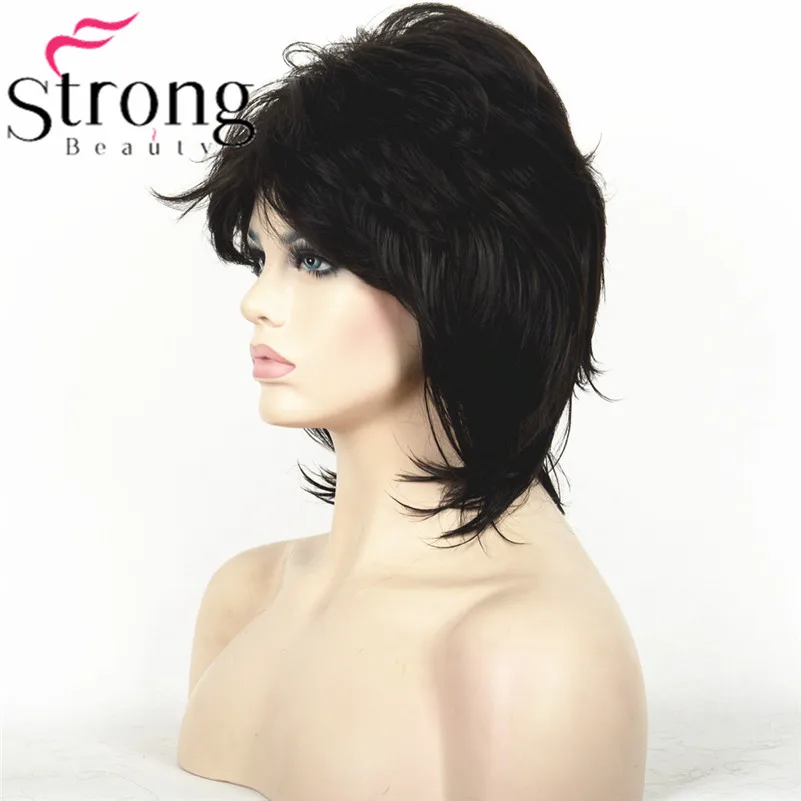 StrongBeauty короткие коричневый микс порывистый слоистых шаг полный синтетический парик Для женщин парики выбор цвета