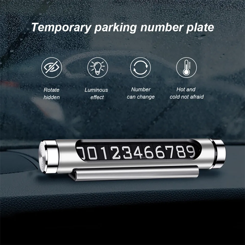 Temporary Car Parking Card Telephone Number Card Notification Night Light Sucker Plate Car Styling Luminous Phone Number Card (5)