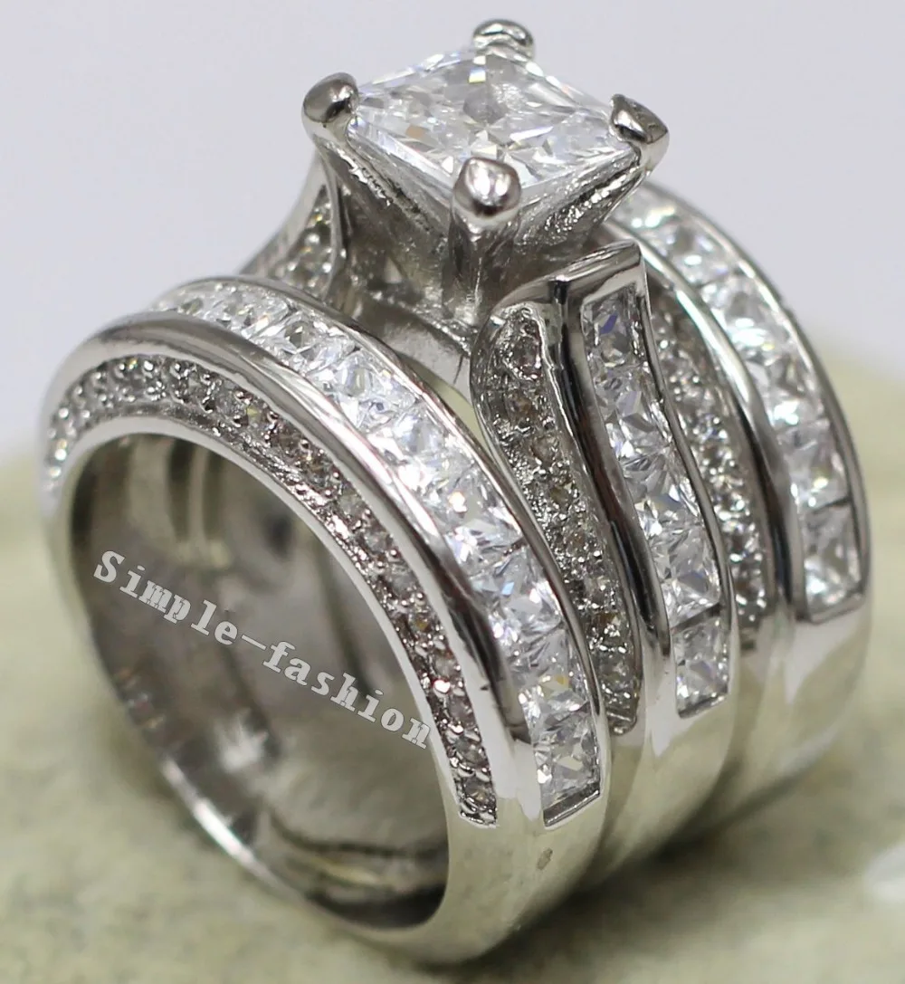 Princess-cut Diamond 3-Piece Bridal Ring Set 1 4/5 Carat ...
