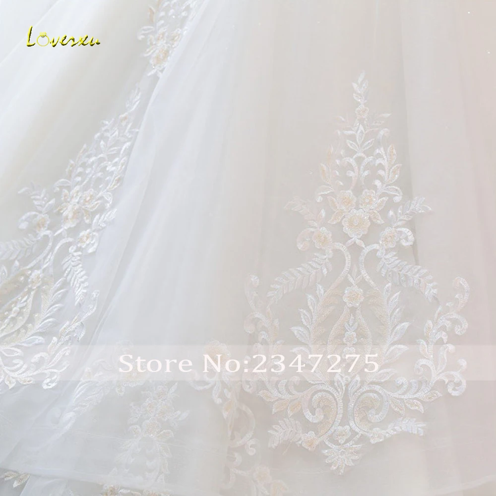 Loverxu Vestido De Noiva лодка средства ухода за кожей шеи принцесса свадебные платья 2019 Роскошные Аппликации бисером жемчуг Часовня Поезд линия